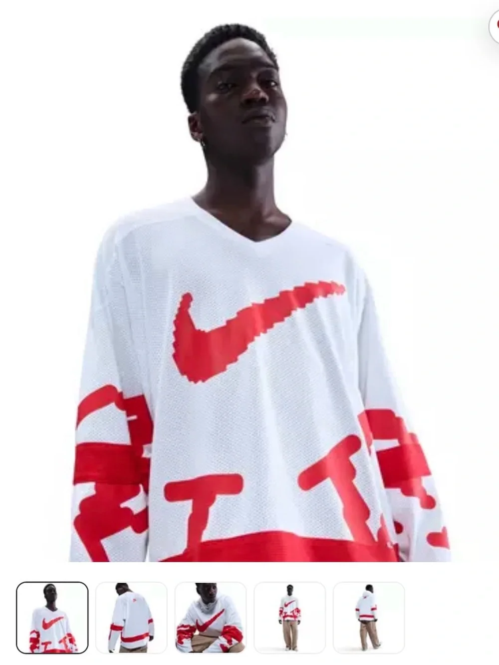 Nike White and Red Men's Jersey